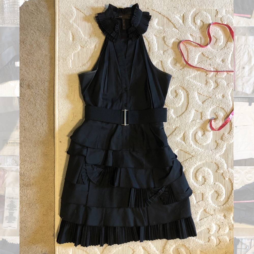 BCBG MAXAZRIA Black pleated cocktail dress 0